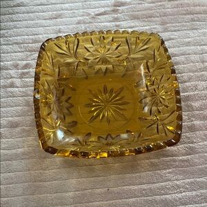 Vintage Amber Glass Decorative Dish /Candy Dish